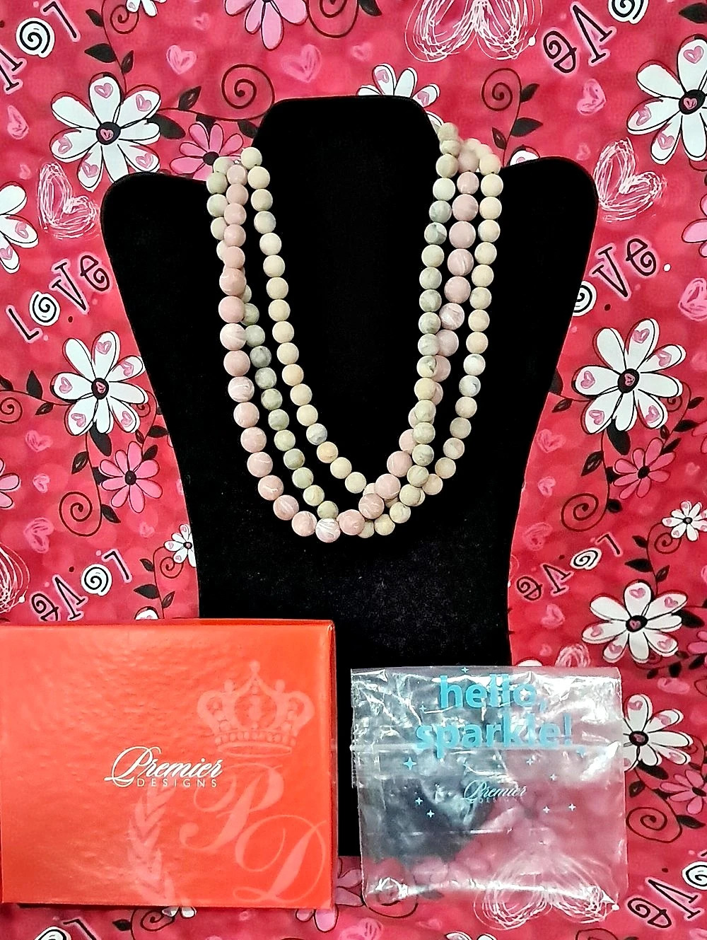 Premier Designs Santa Rosa Beaded Multi-Strand Necklace in Pink & Green New
